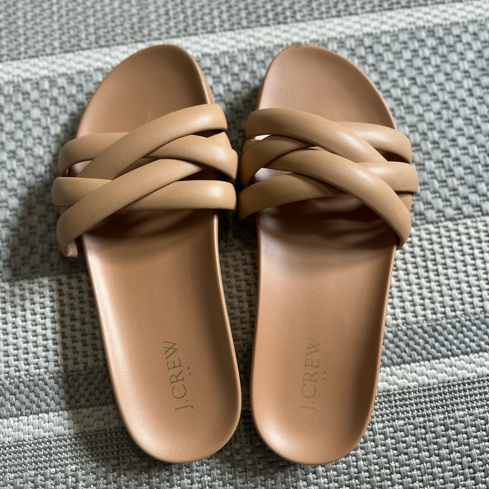 J. Crew Tan Braided Slide Sandals